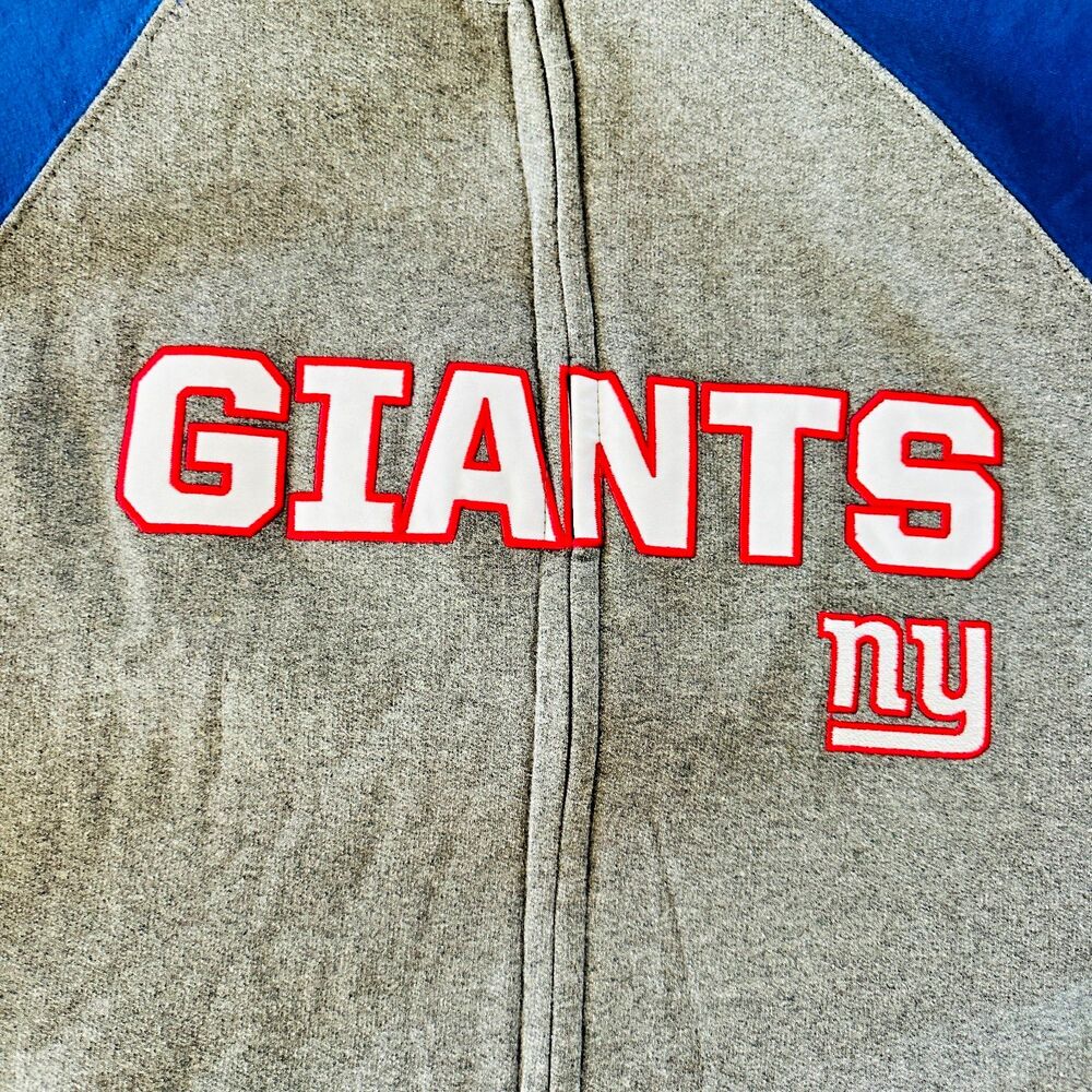 new york giants nfl full zip sweatshirt gray blue football fan gear large - Picture 5 of 13